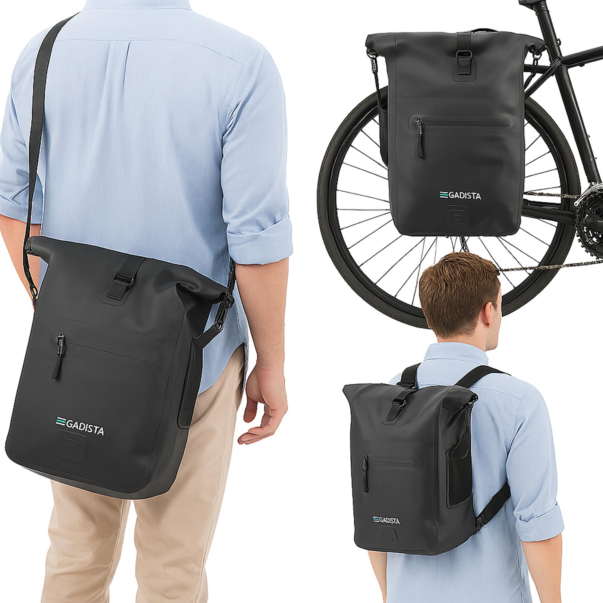 Gadista - Gadista France Sac À Vélo 3-en-1,sac À Dos, Porte Bagages Vélo 25l Étanche-pc 17 - Sacoche Vélo - Noir - 25 L - Decathlon
