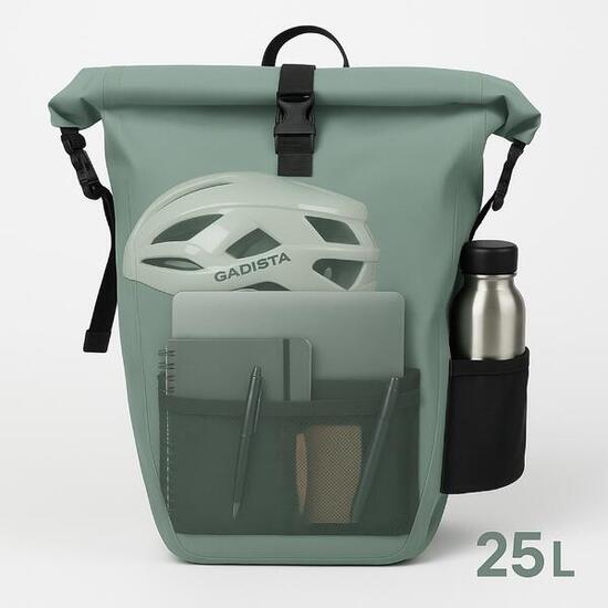 GADISTA 3-in-1 Fahrradtasche - Wasserdicht, Rucksack, Umhängetasche (Salbei)
