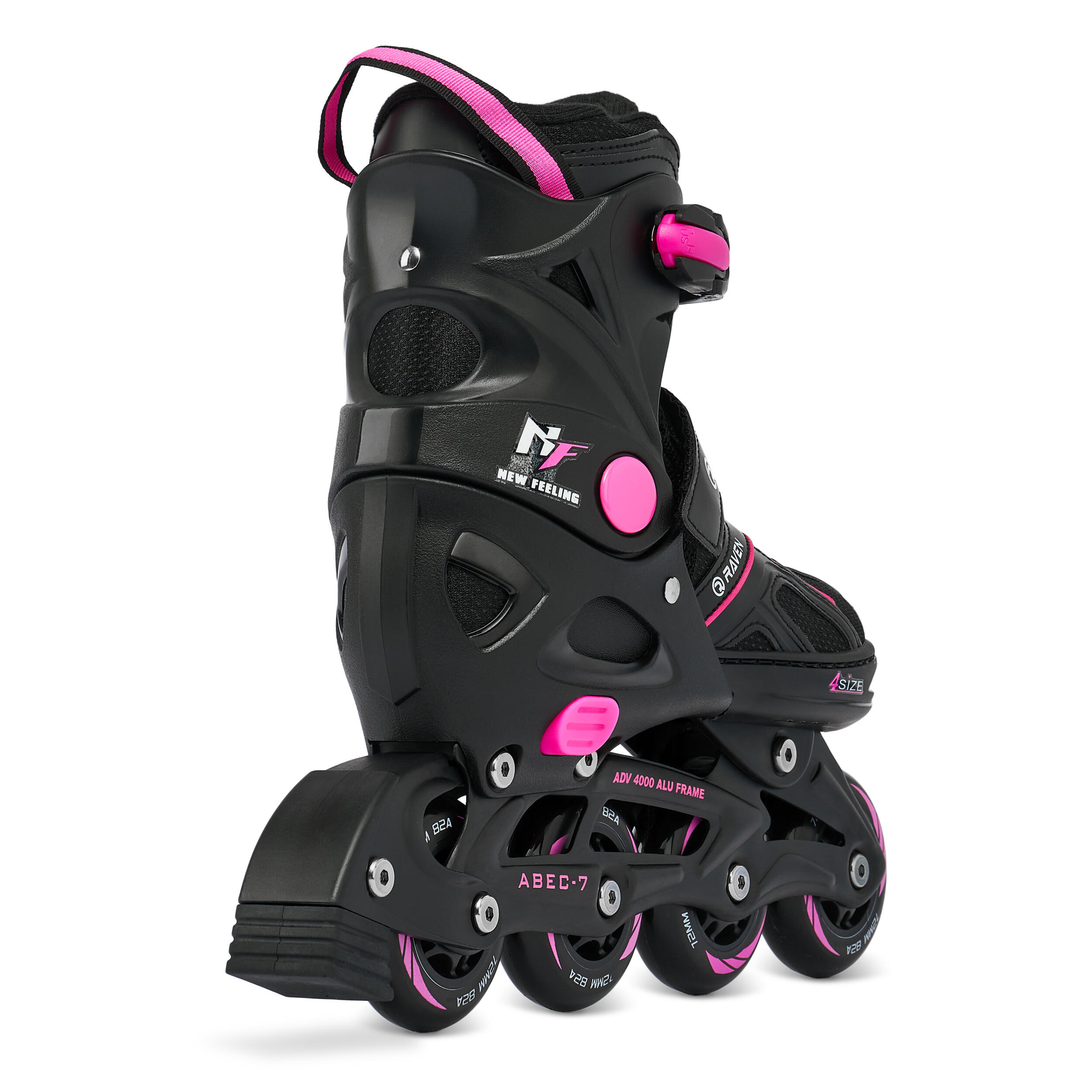 Pattini In Linea Regolabili Raven Bambina, Rosa, Misure 34-37 (soletta Interna 22-24 Cm), Ruote 68 Mm PU, Cuscinetti ABEC5, Chiusura A Triplo Livello, Convertibili In Roller - 4