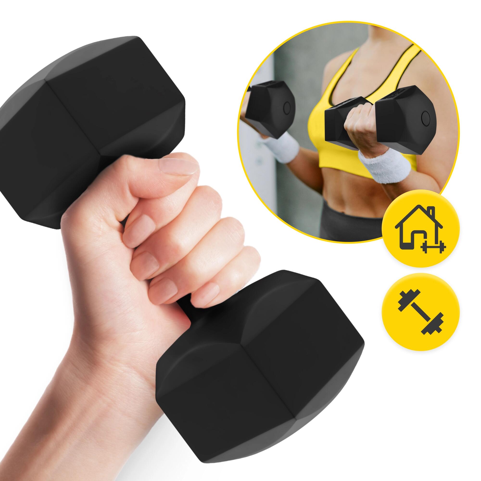 Manubri bitume coppia fitness palestra tonificazione antiscivolo 4FIZJO 3/7