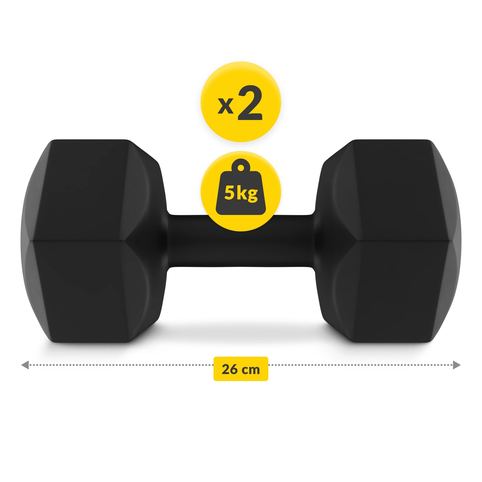 Manubri bitume coppia fitness palestra tonificazione antiscivolo 4FIZJO 2/7