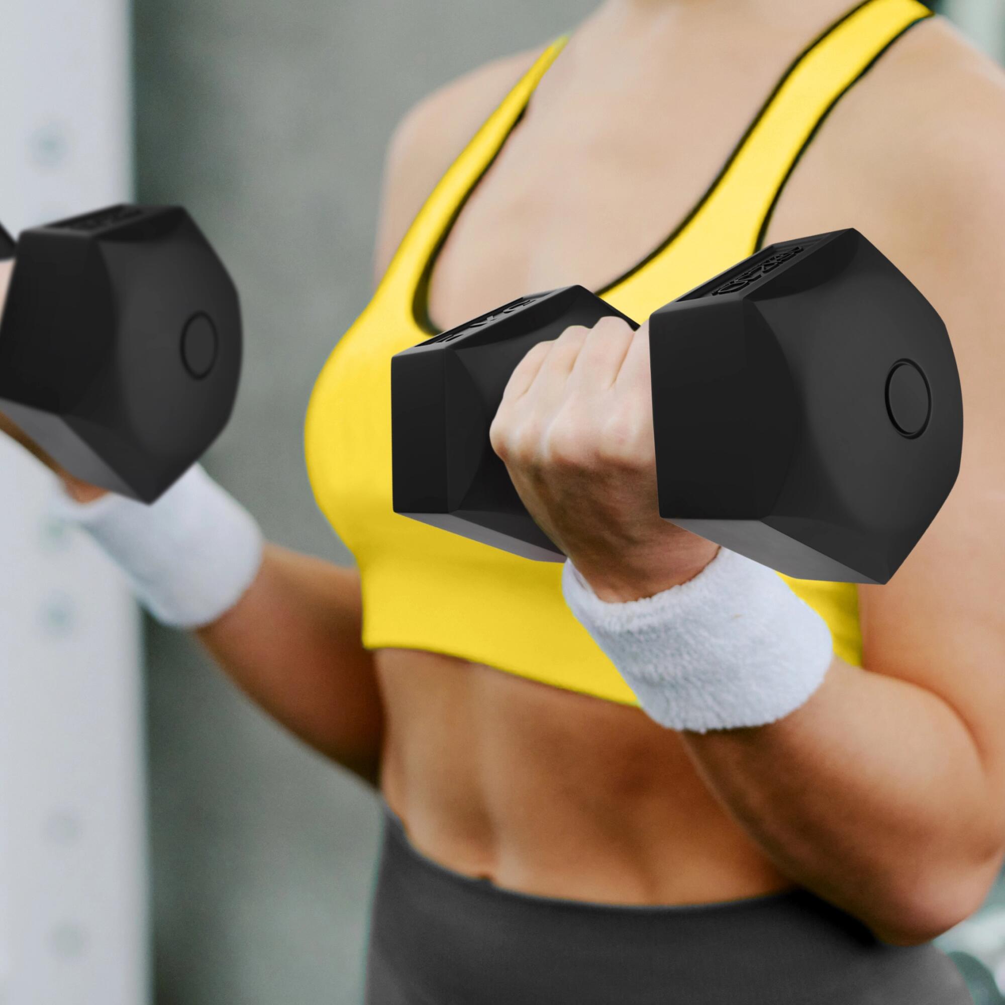 Manubri bitume coppia fitness palestra tonificazione antiscivolo 4FIZJO 7/7