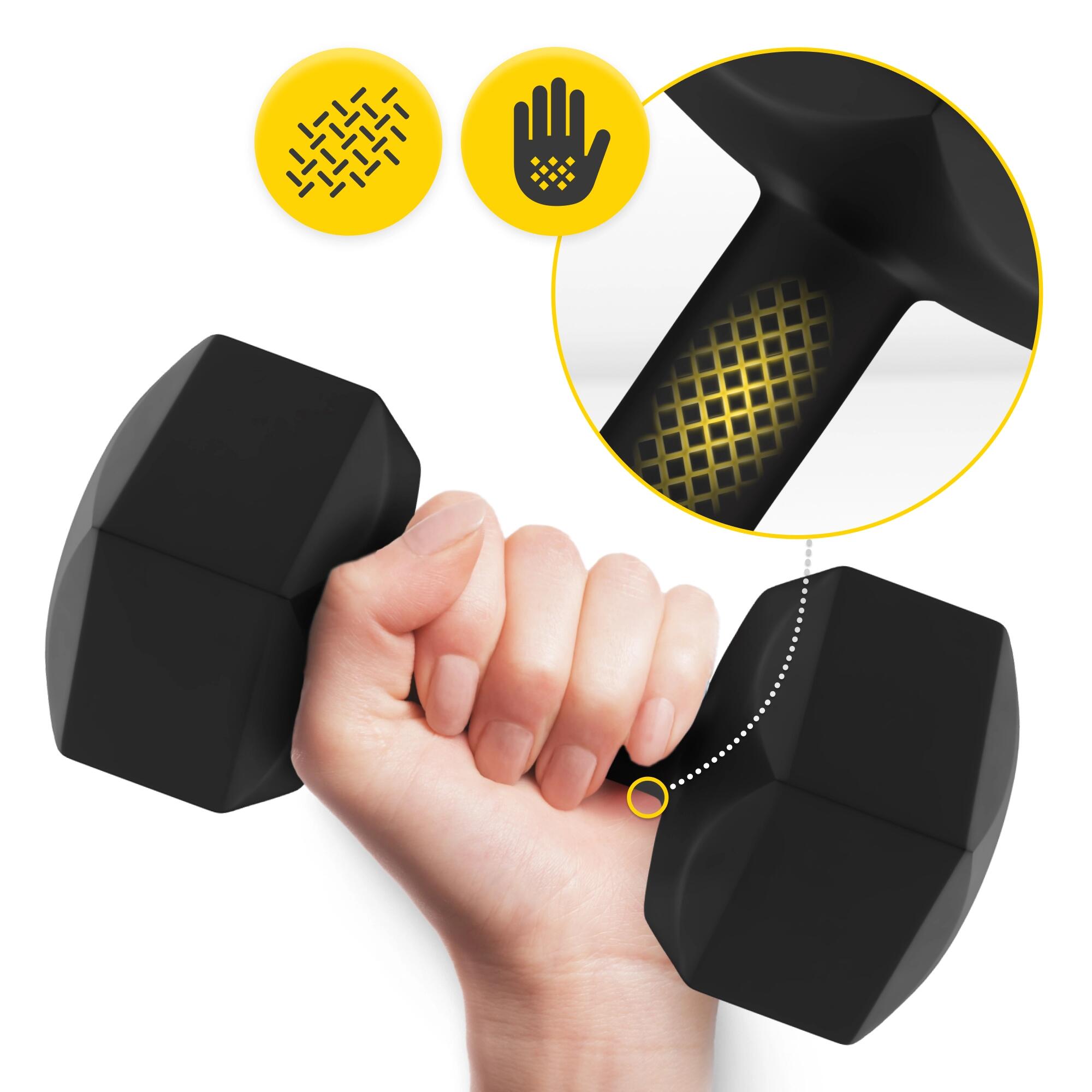 Manubri bitume coppia fitness palestra tonificazione antiscivolo 4FIZJO 6/7