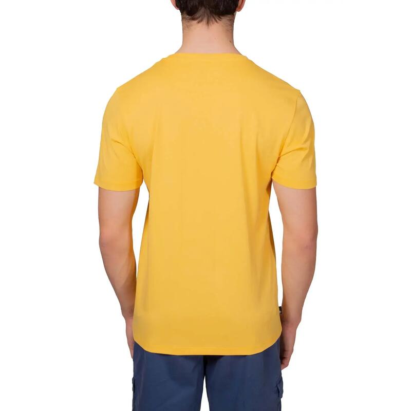 Tricou barbati cu imprimeu cu logo din bumbac, Galben