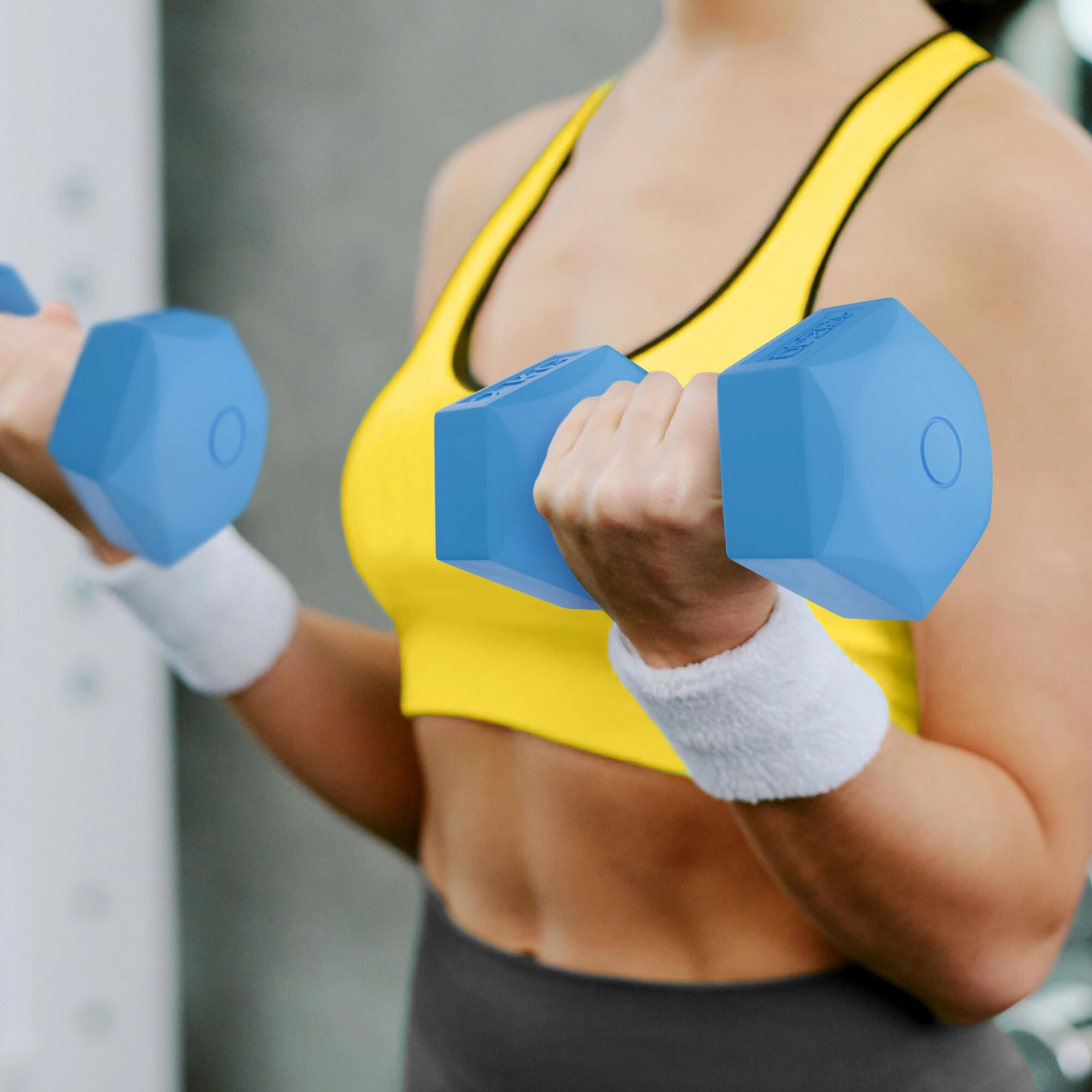 Manubri bitume coppia fitness palestra tonificazione antiscivolo 4FIZJO 7/7