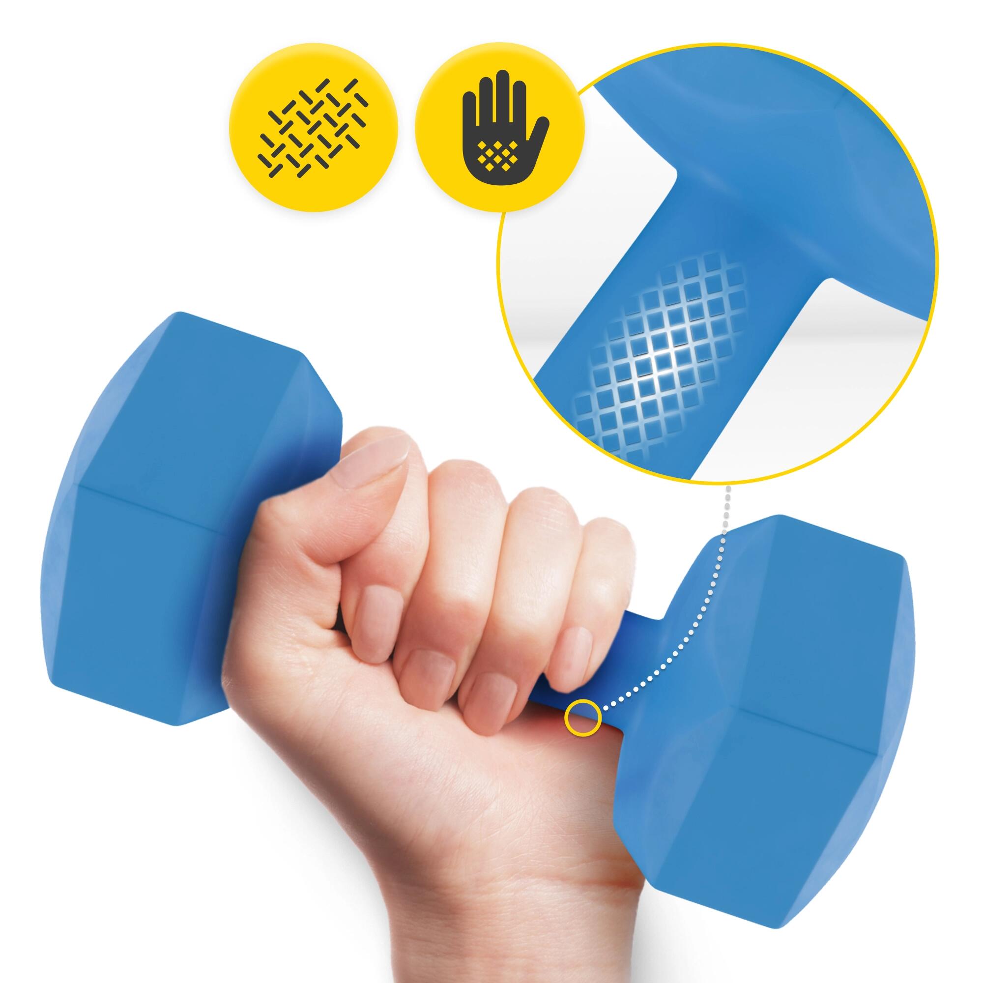 Manubri bitume coppia fitness palestra tonificazione antiscivolo 4FIZJO 4/7