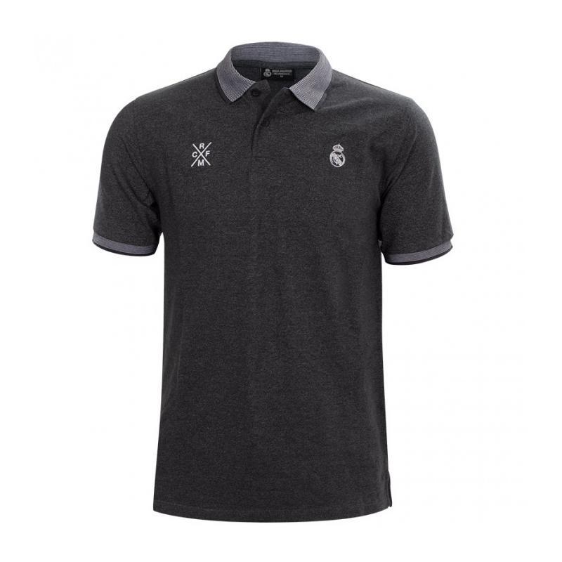 Koszulka Real Madryt Premium z kołnierzykiem, szara - XL