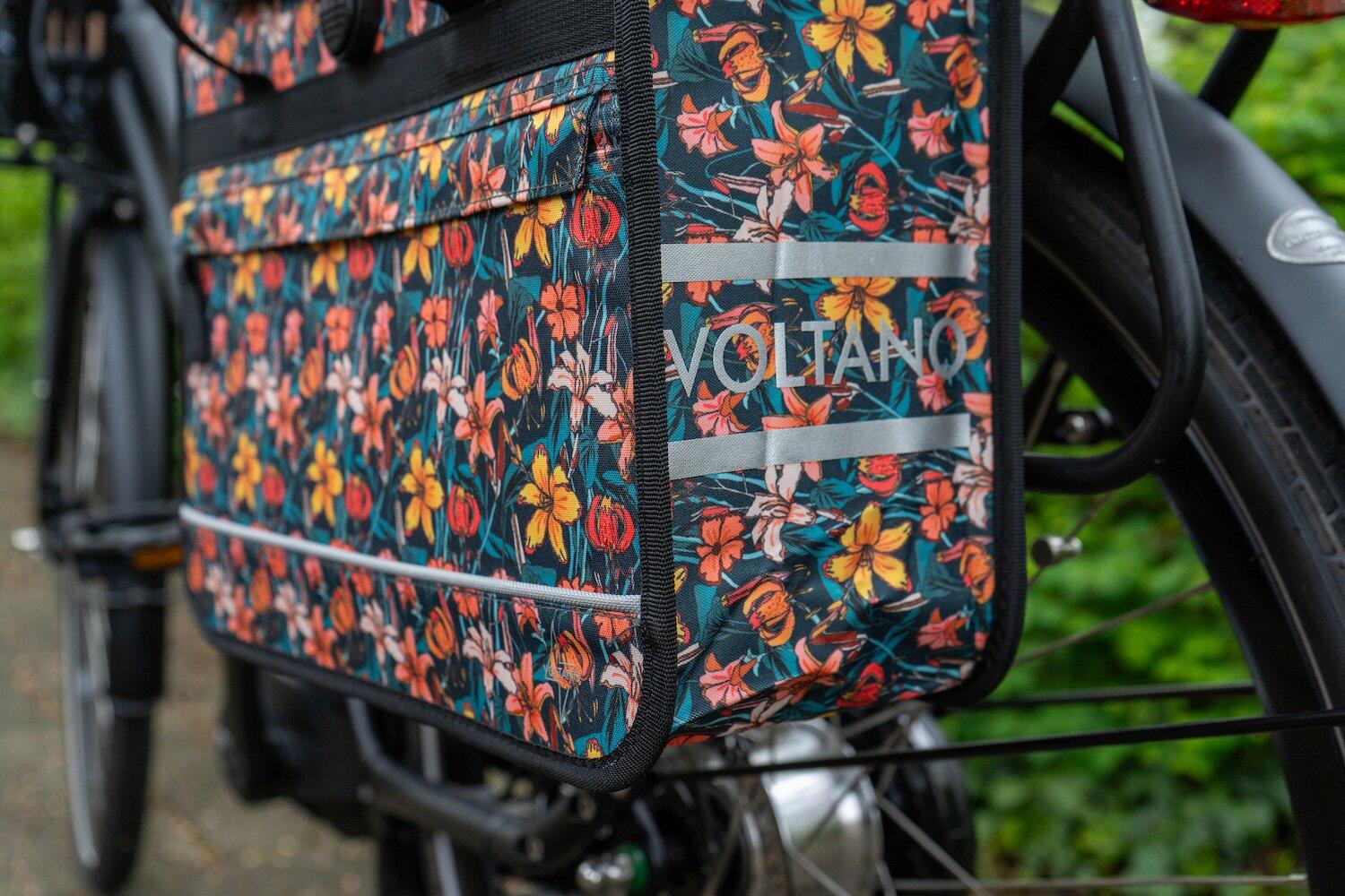 Voltano Voorgevormde Enkele Fietstas / Pakaftas - Floral Fiesta - 17L 2/7