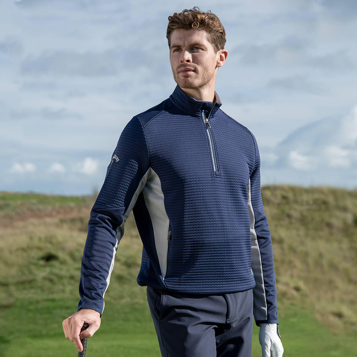 Callaway ネイビー セーター Lサイズ Callaway Golf Mens Midweight SwingTech Golf Sweater - Peacoat - L