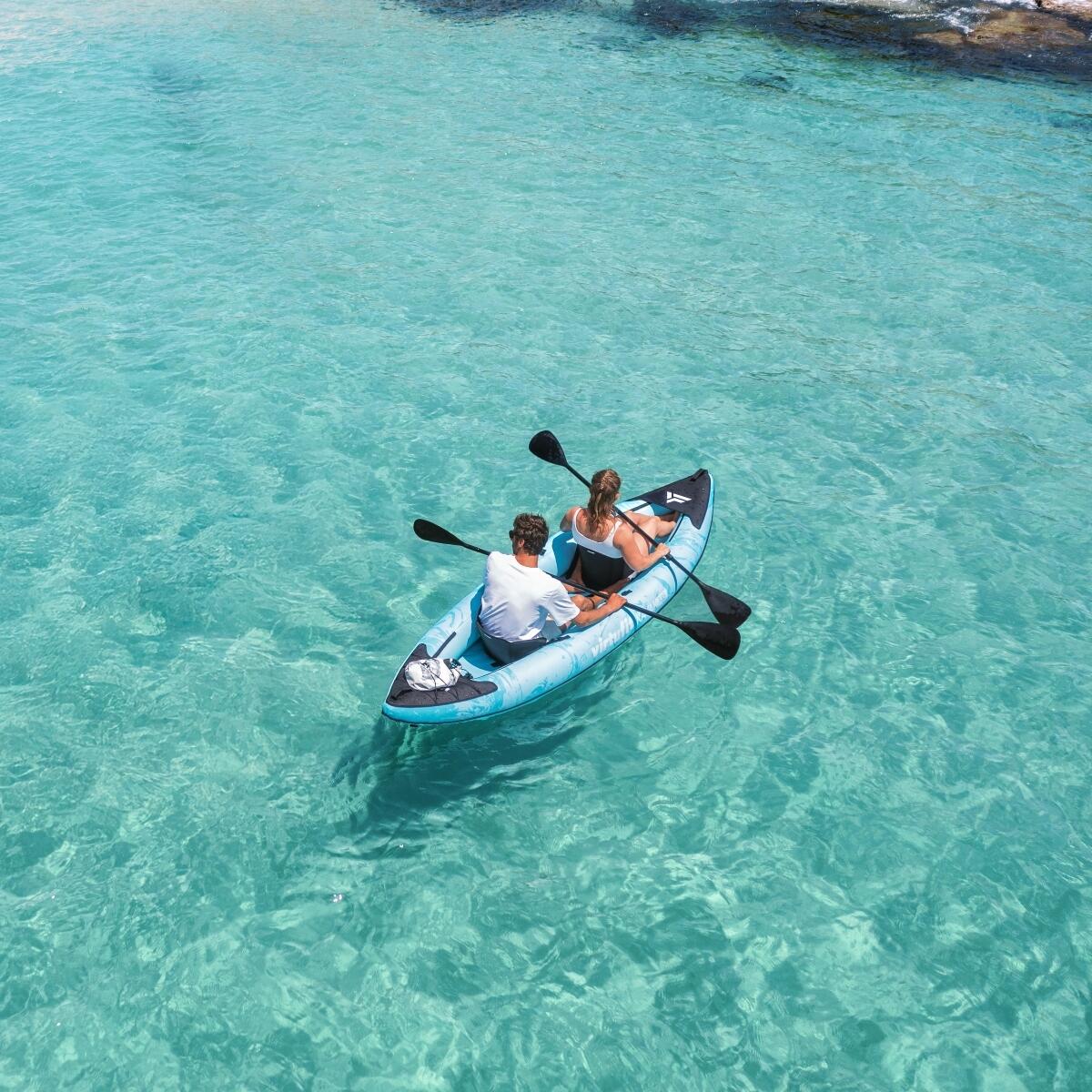 Kayak - Turquoise - Met kayak zitjes en draagtas - 2/3 personen 4/7