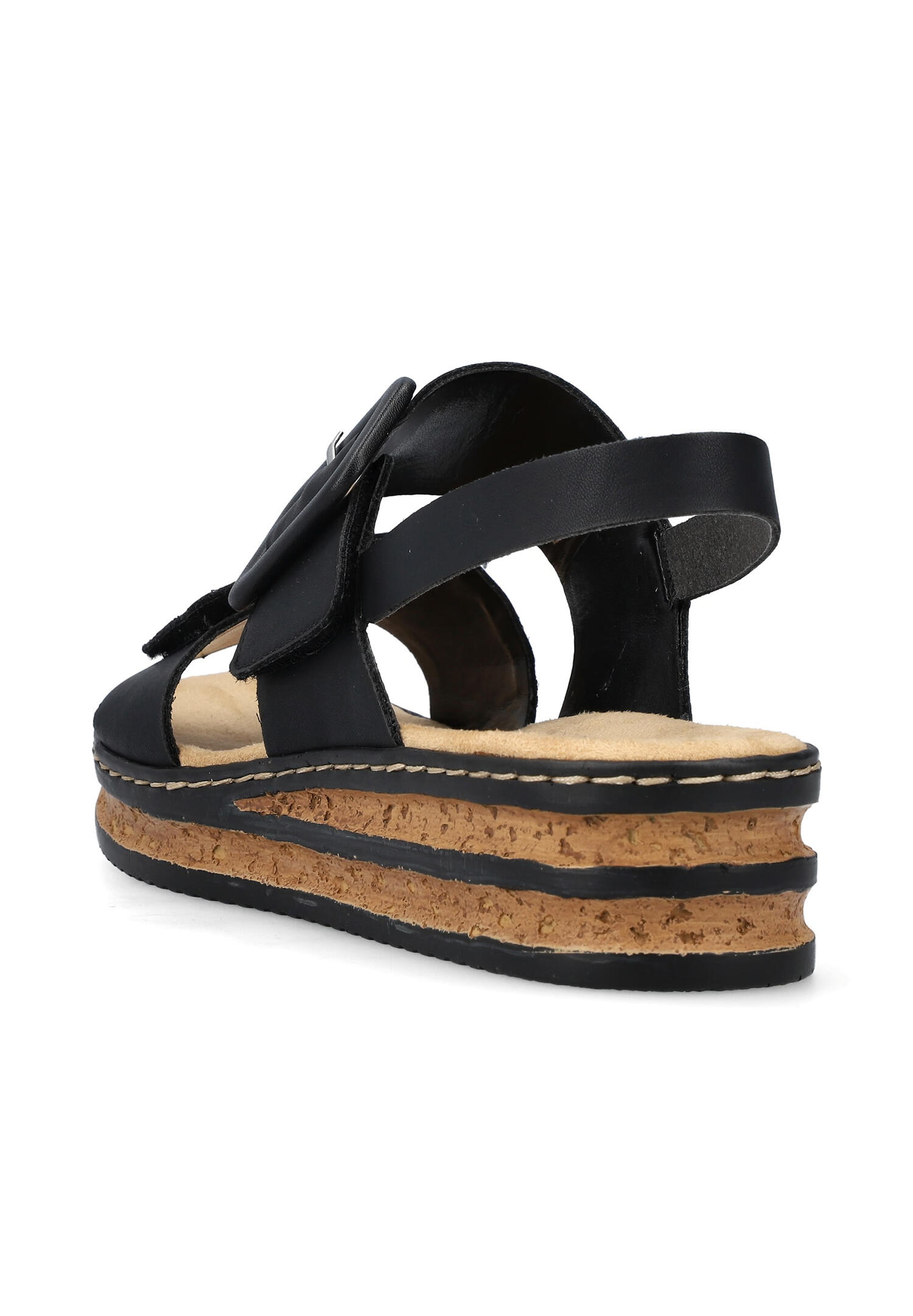 Rieker Damen Keilsandaletten Sandalen 62950-00 tiefschwarz 3/4
