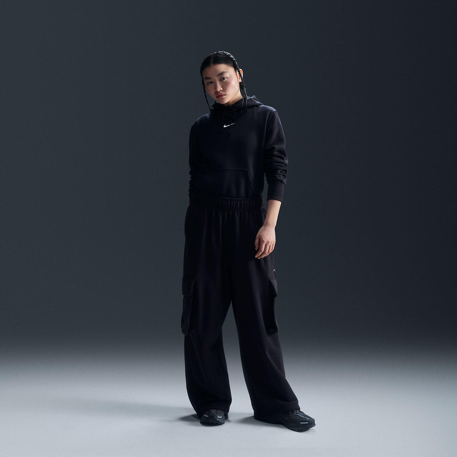 Felpa donna nike sportswear phoenix fleece - nero 2/6
