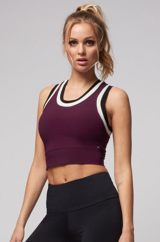 TLC SPORT Double Trimmed Cropped Tank Black