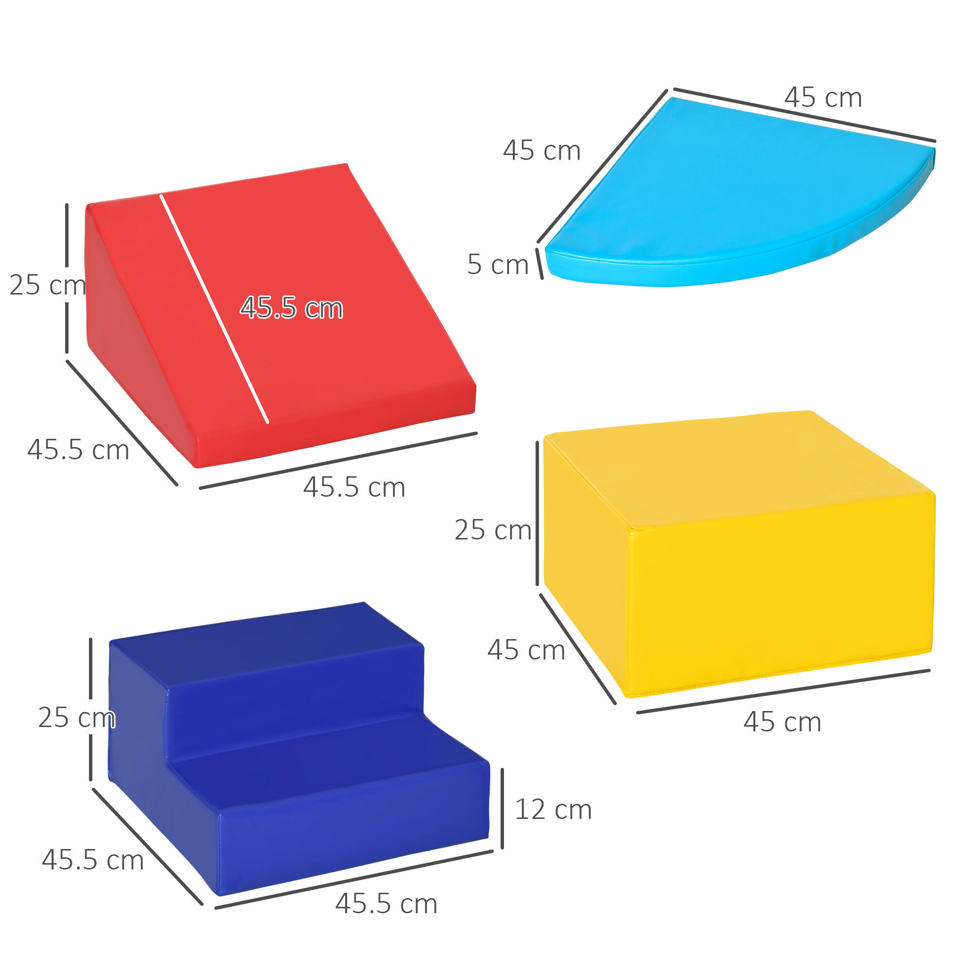 HOMCOM Set Costruzioni Morbide da 4 Pezzi per Bambini da 1-3 Anni Multicolore 3/6