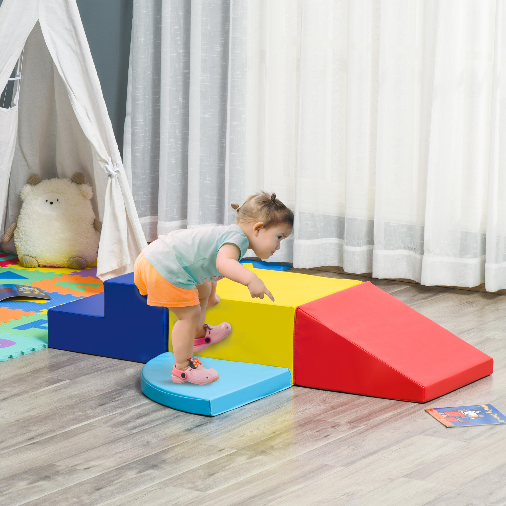 HOMCOM Set Costruzioni Morbide da 4 Pezzi per Bambini da 1-3 Anni Multicolore 2/6