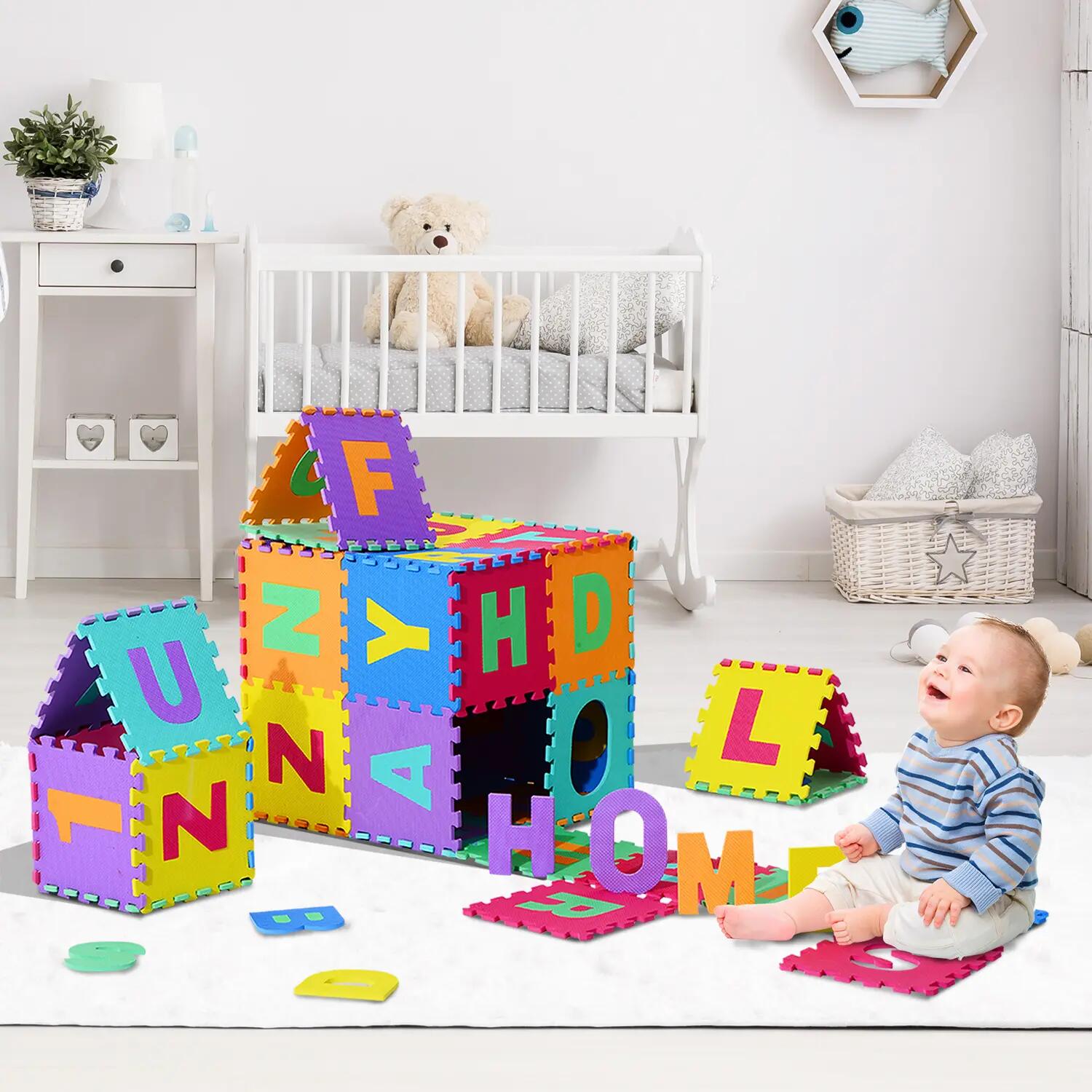 HomCom Covoras Puzzle pentru Joc Set 26 Bucati 31x31cm, colorat 2/5