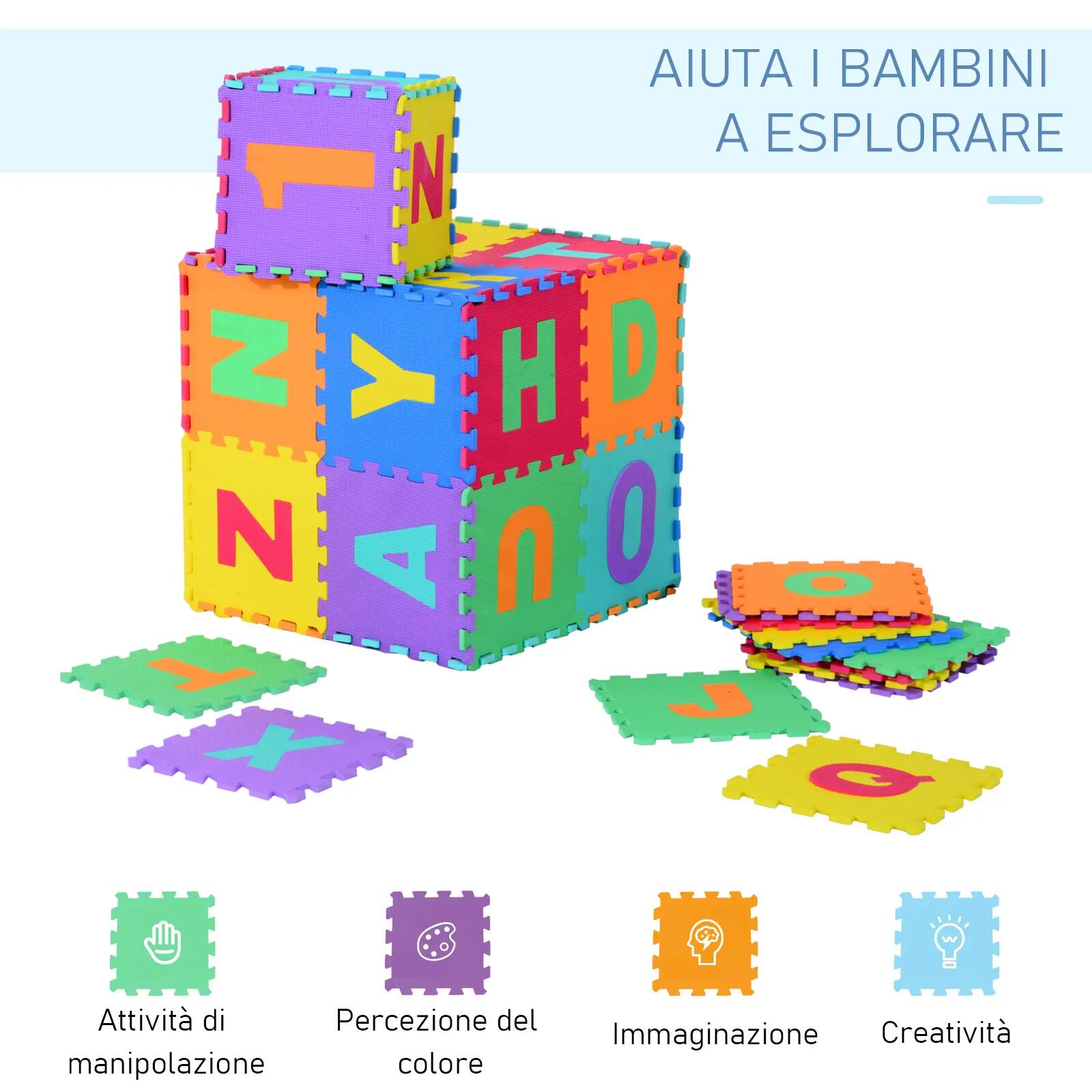 HomCom Covoras Puzzle pentru Joc Set 26 Bucati 31x31cm, colorat 4/5