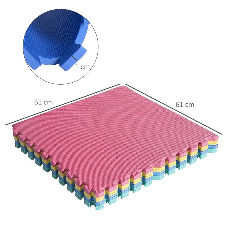 HomCom Covor Puzzle 24 Buzăți din EVA pentru Copii 610x610x10mm