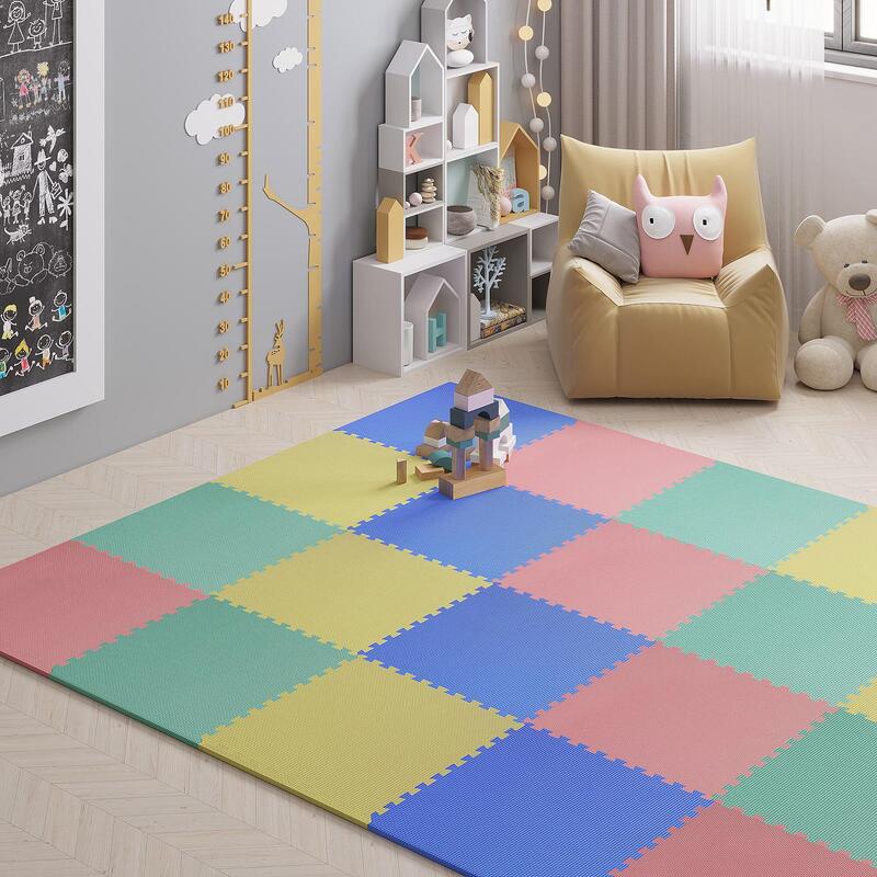 HomCom Covor Puzzle 24 Buzăți din EVA pentru Copii 610x610x10mm