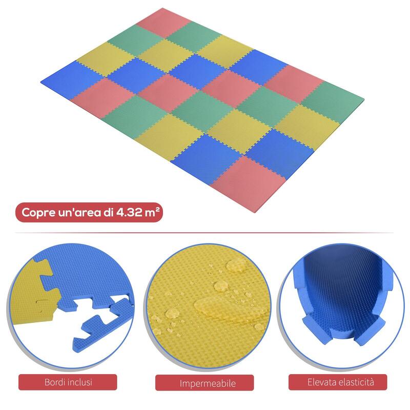 HomCom Covor Puzzle 24 Buzăți din EVA pentru Copii 610x610x10mm