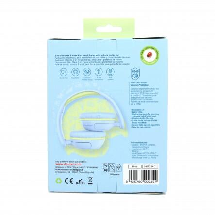 Auriculares Infantiles 3 en 1 con Bluetooth, Cable Jack 3.5mm y Cable C azules 4/6