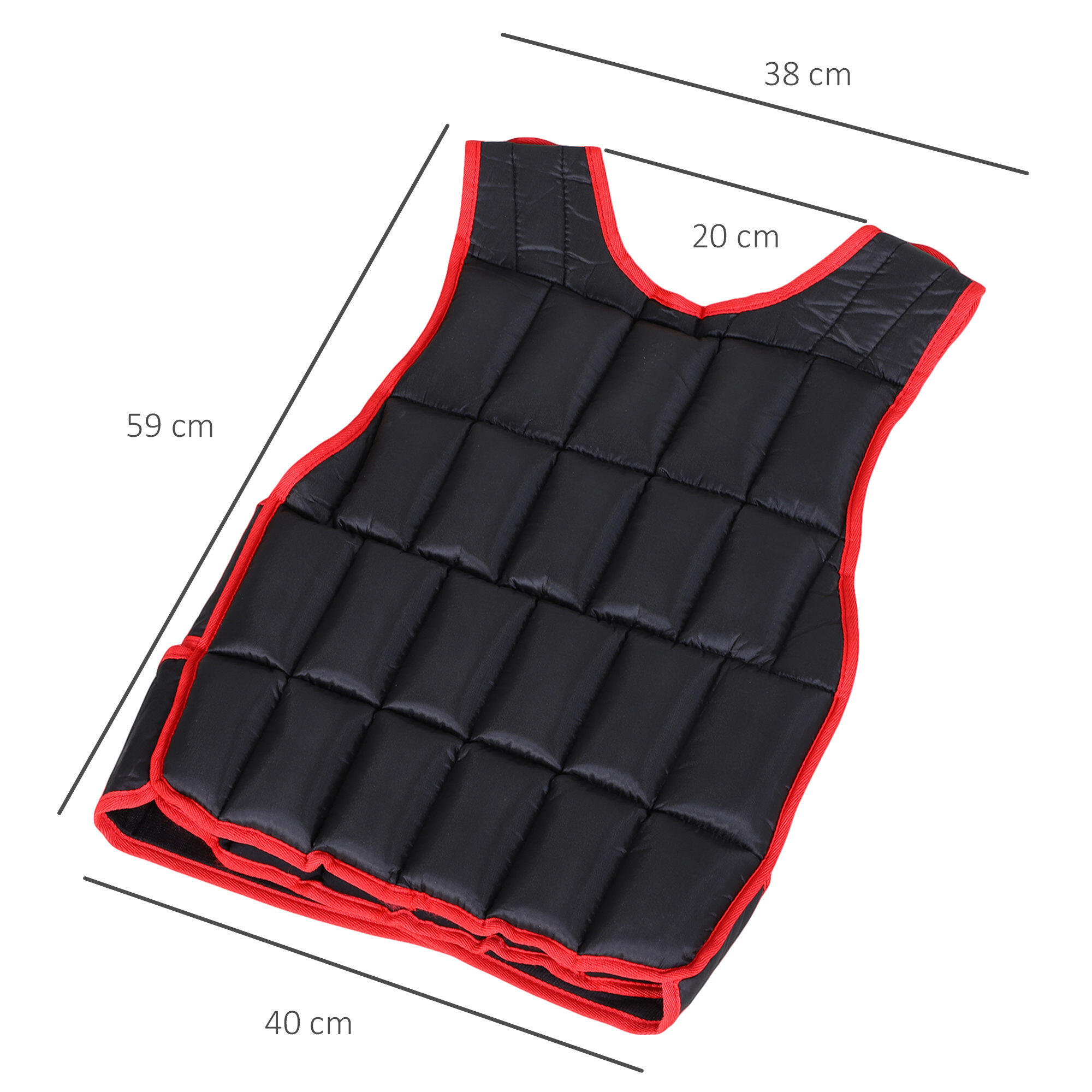 HOMCOM Giubbotto Zavorrato 20kg con 38 Pesi, Imbottitura e Chiusure con Velcro 3/5