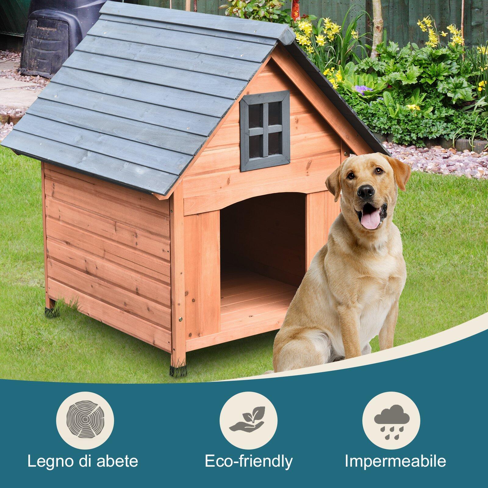 PawHut Cuccia Rialzata per Cani fino a 30 kg in Legno (81.3x91.5x98.5 cm) 5/5