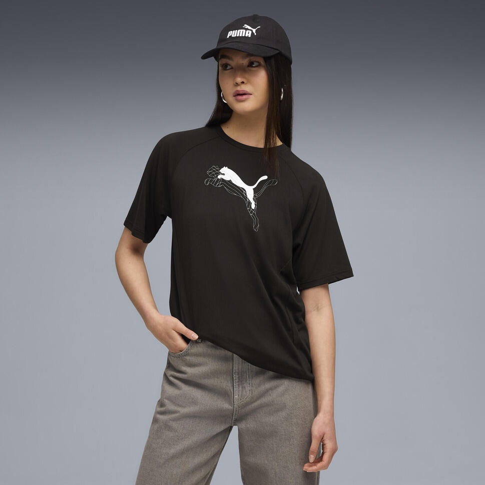 Damska koszulka Evostripe o luźnym kroju z grafiką PUMA Black