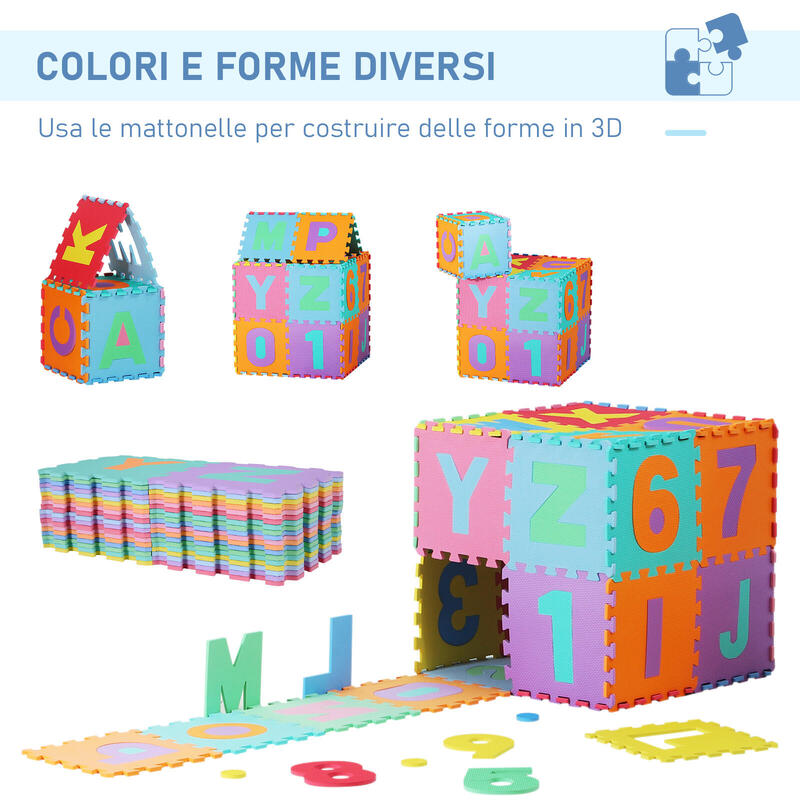 HomCom covor puzzle pentru copii, 36 piese, multicolor