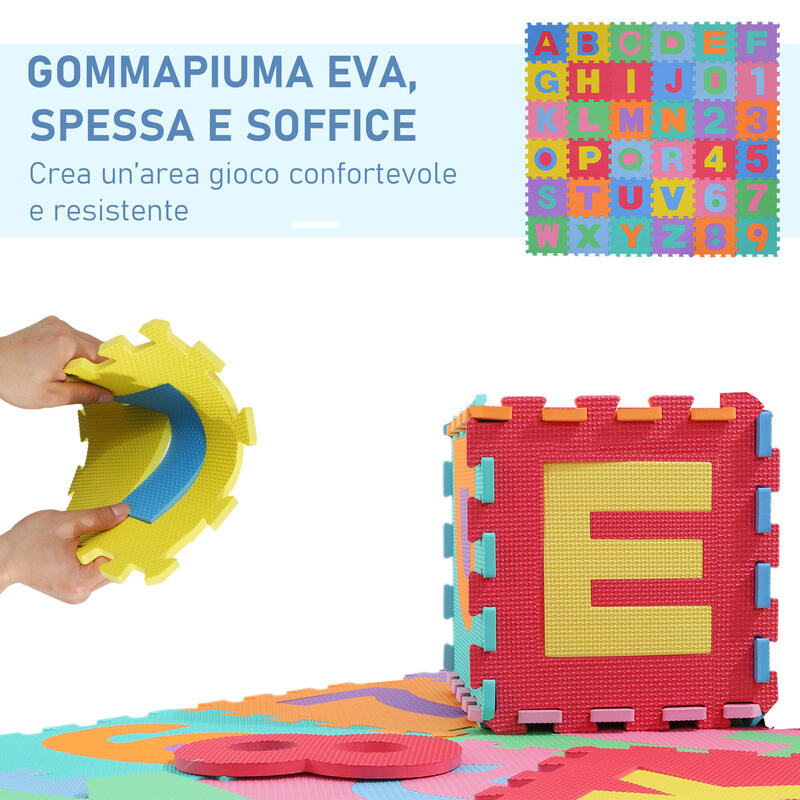 HomCom covor puzzle pentru copii, 36 piese, multicolor