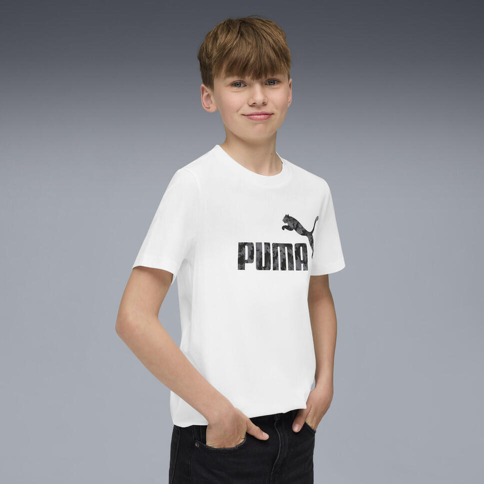 Młodzieżowa koszulka Essentials Camo PUMA White
