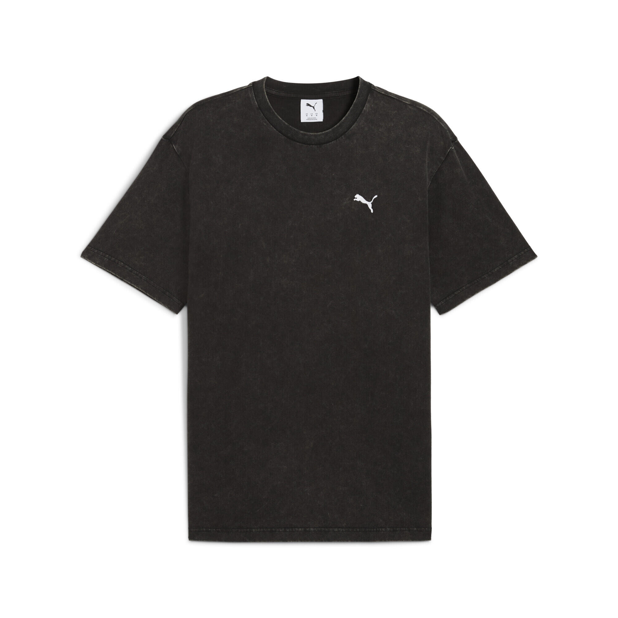 Męska koszulka Essentials Elevated o luźnym kroju z efektem sprania PUMA Black