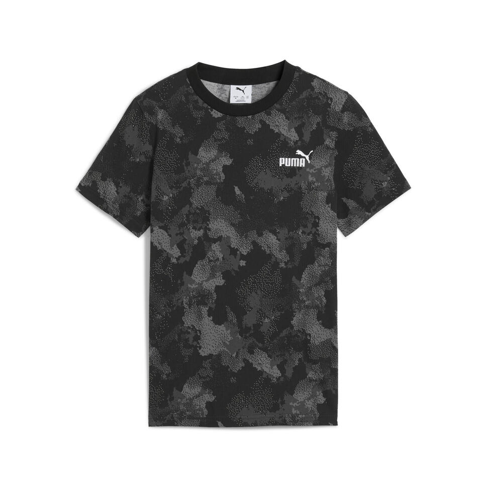 Młodzieżowa koszulka Essentials Camo z nadrukiem na całej powierzchni PUMA Black