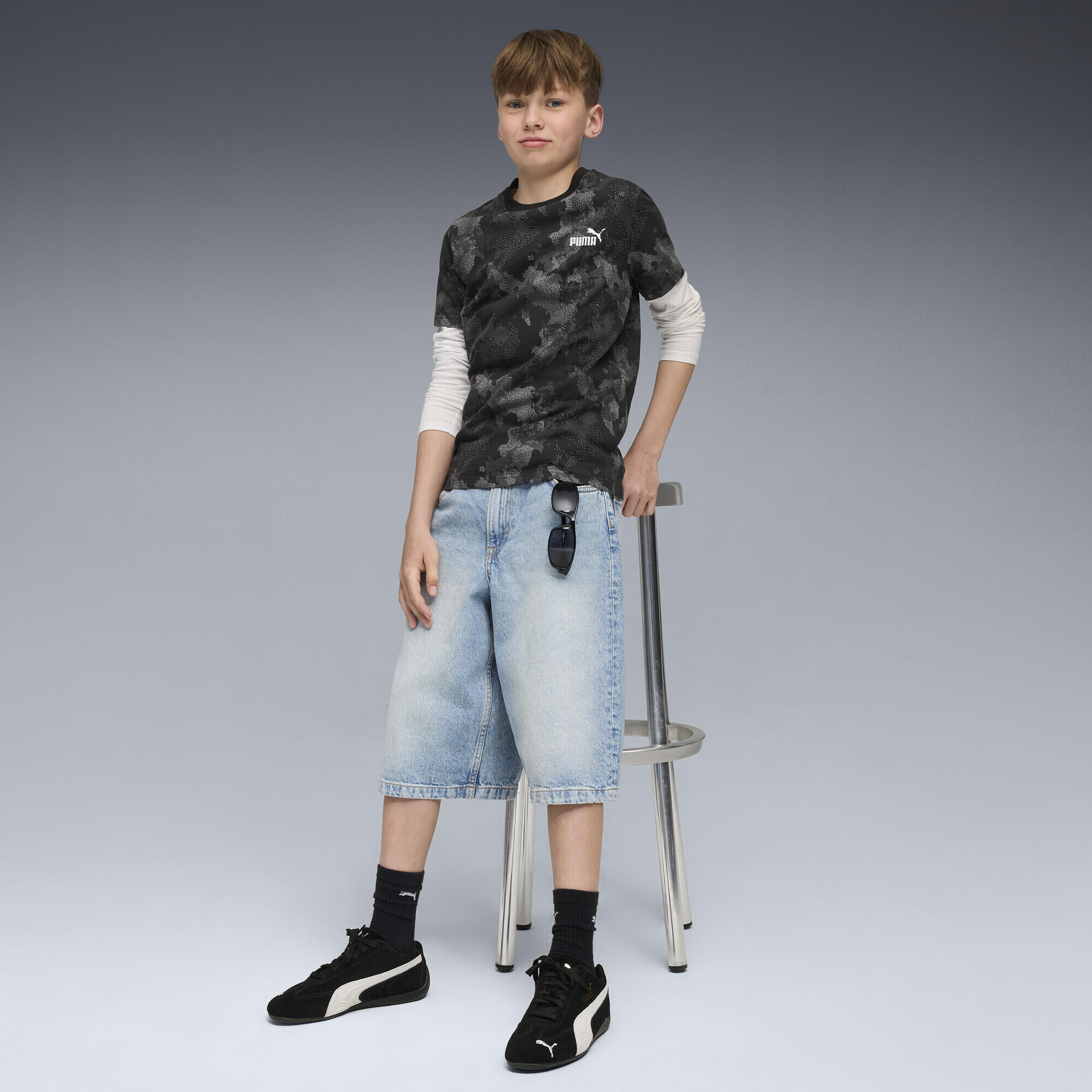 T-shirt con grafica camo su tutta la superficie Essentials per ragazzi PUMA 4/7