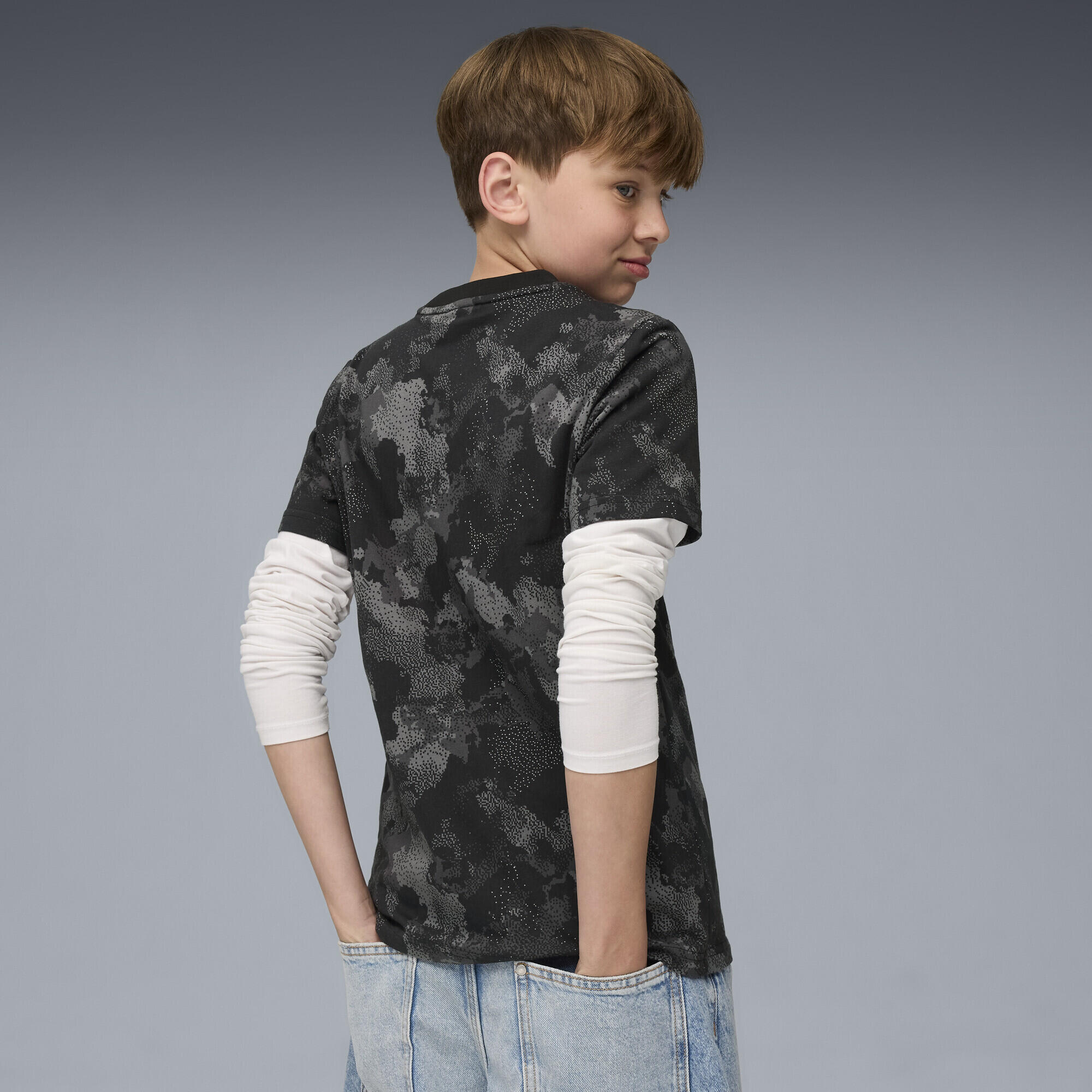 T-shirt con grafica camo su tutta la superficie Essentials per ragazzi PUMA 3/7