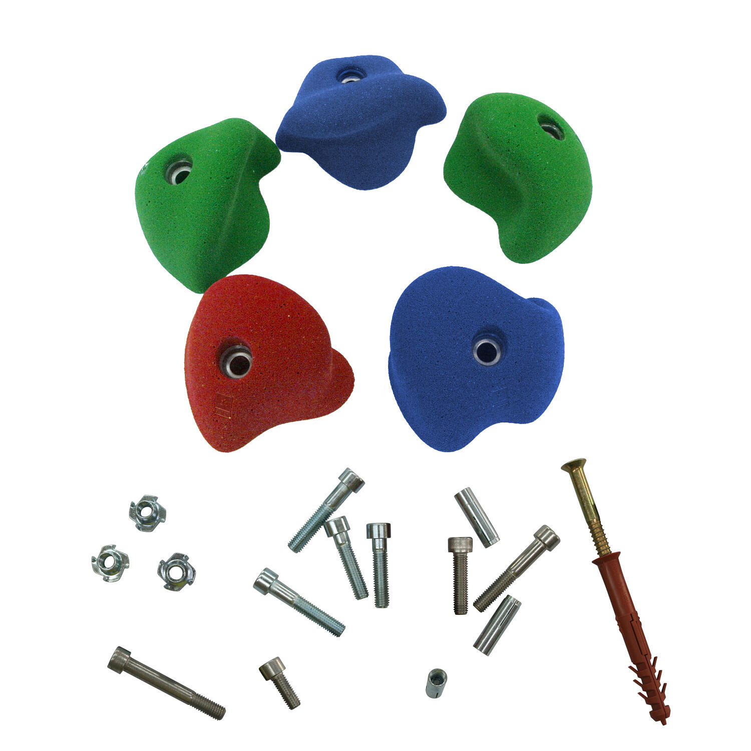 Klettergriff-Set Superleicht Mit Befestigungsmaterial für Indoor-Kletterwand 1/1