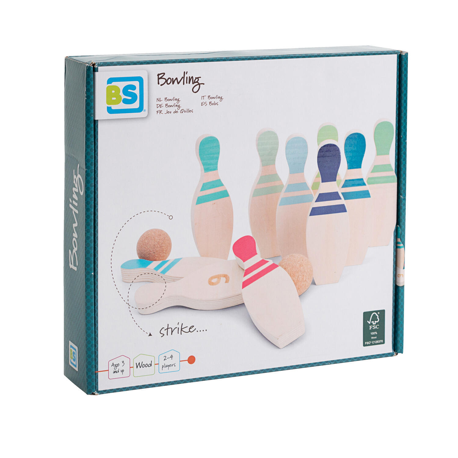 Jeu de bowling avec chiffres en bois - jeu extérieur - jeu quilles en bois 2/5