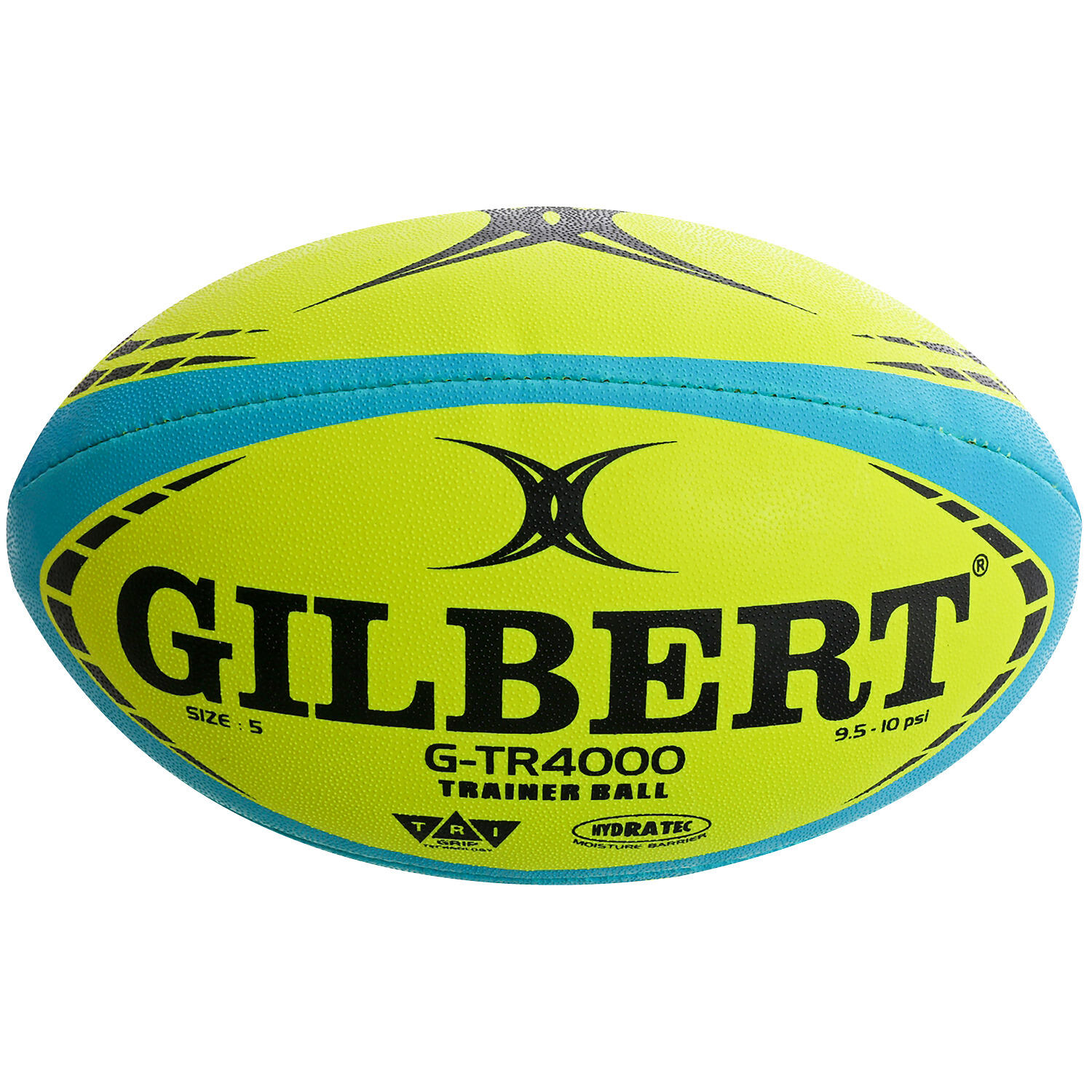 Gilbert - Ballon De Rugby Gilbert G-tr4000 Trainer Fluo (taille 4) - Ballon De Rugby - Bleu|jaune|multicolore - 4 - Decathlon