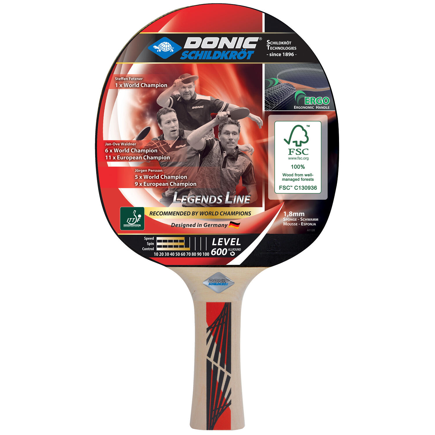 Pálka na stolní tenis DONIC Legends 600 FSC 2/4