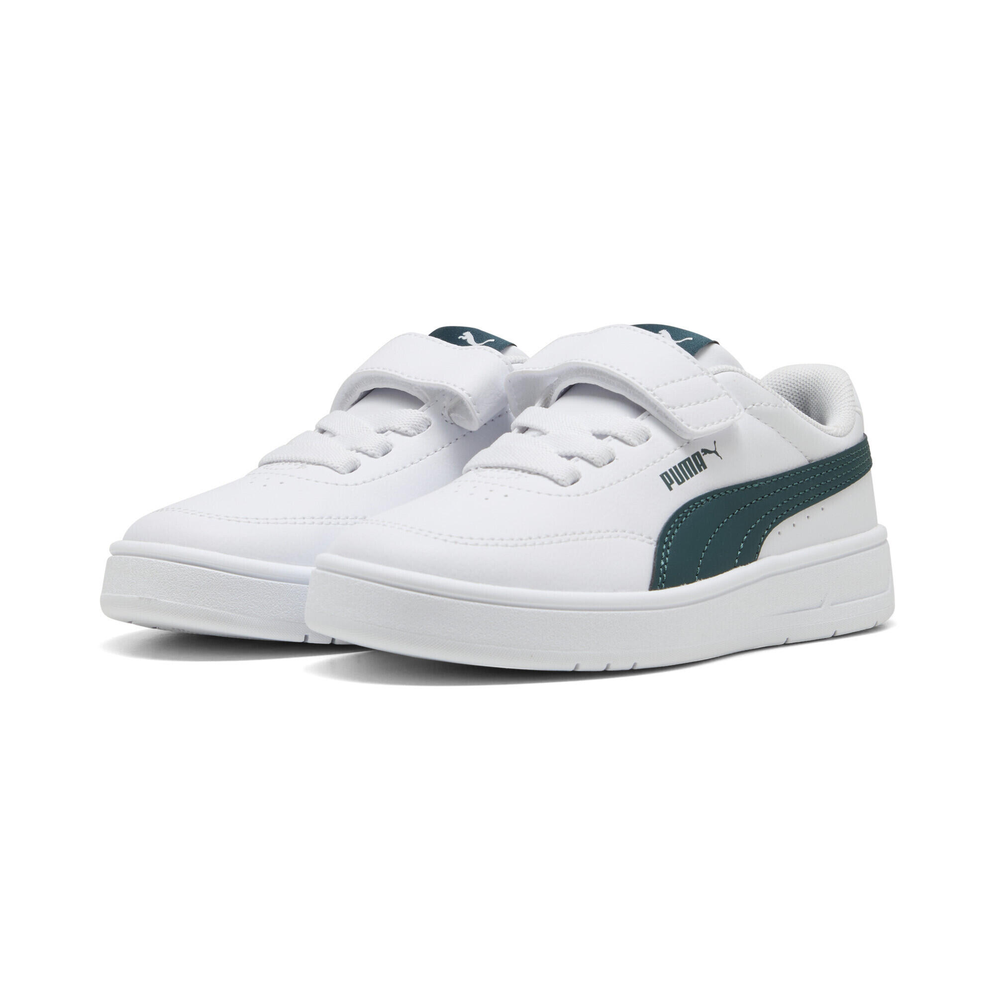 Puma - Sneakers Court Classic Clean Enfant Puma - Baskets - Blanc|vert - Decathlon
