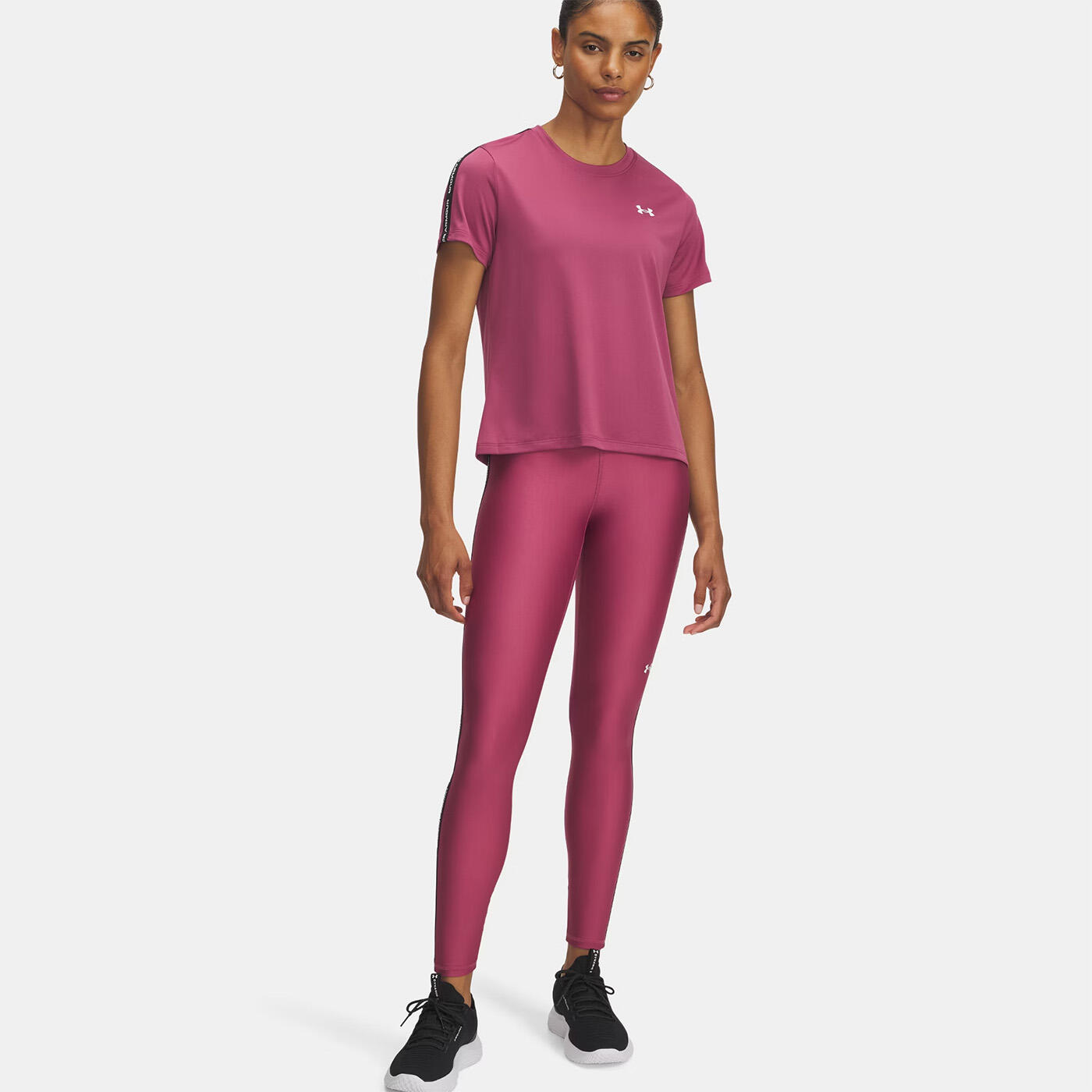 Legging UA Tech™ avec bandes griffées pour femme Fuchsia 3/4