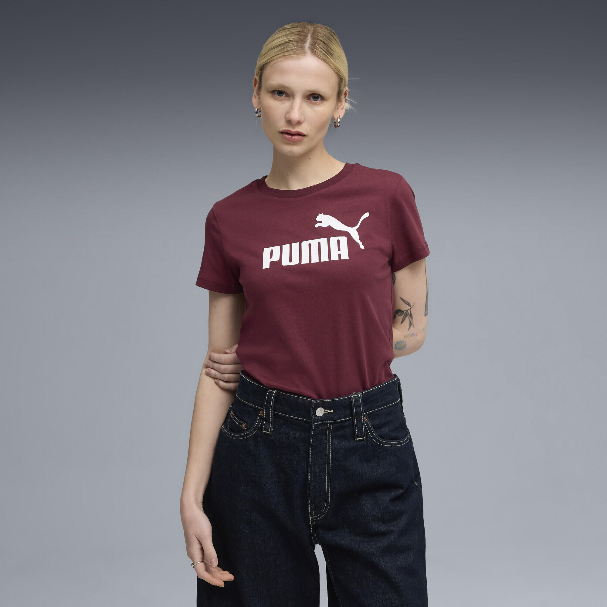 PUMA ESS No. 1 Logo T-Shirt Damen PUMA Ruby Shimmer Red