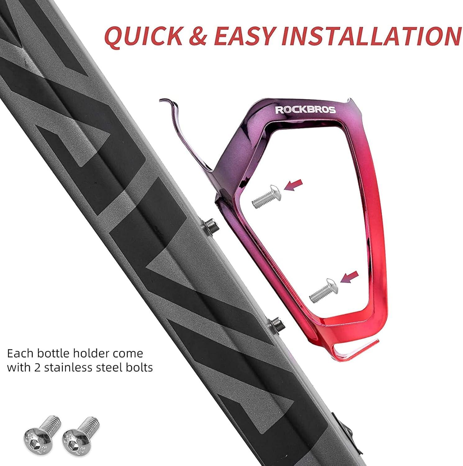 ROCKBROS Porte-Bidon Vélo Léger 30g, Universel pour VTT, 147x70x82mm, avec Vis 4/7