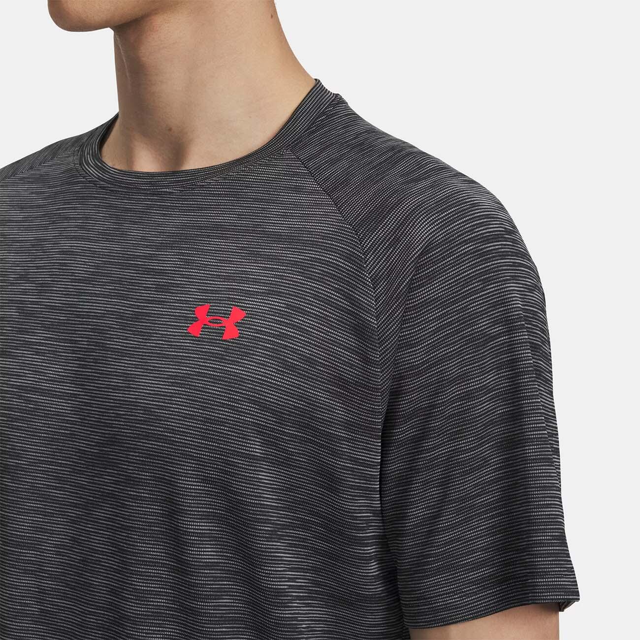 T‑shirt Strutturato Ua Tech™ Da Uomo Nero E Rosso Vivace 3/5