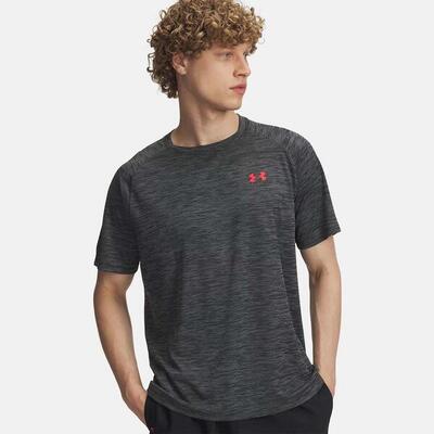 Textuur ua tech™ t-shirt voor heren zwart en fel rood