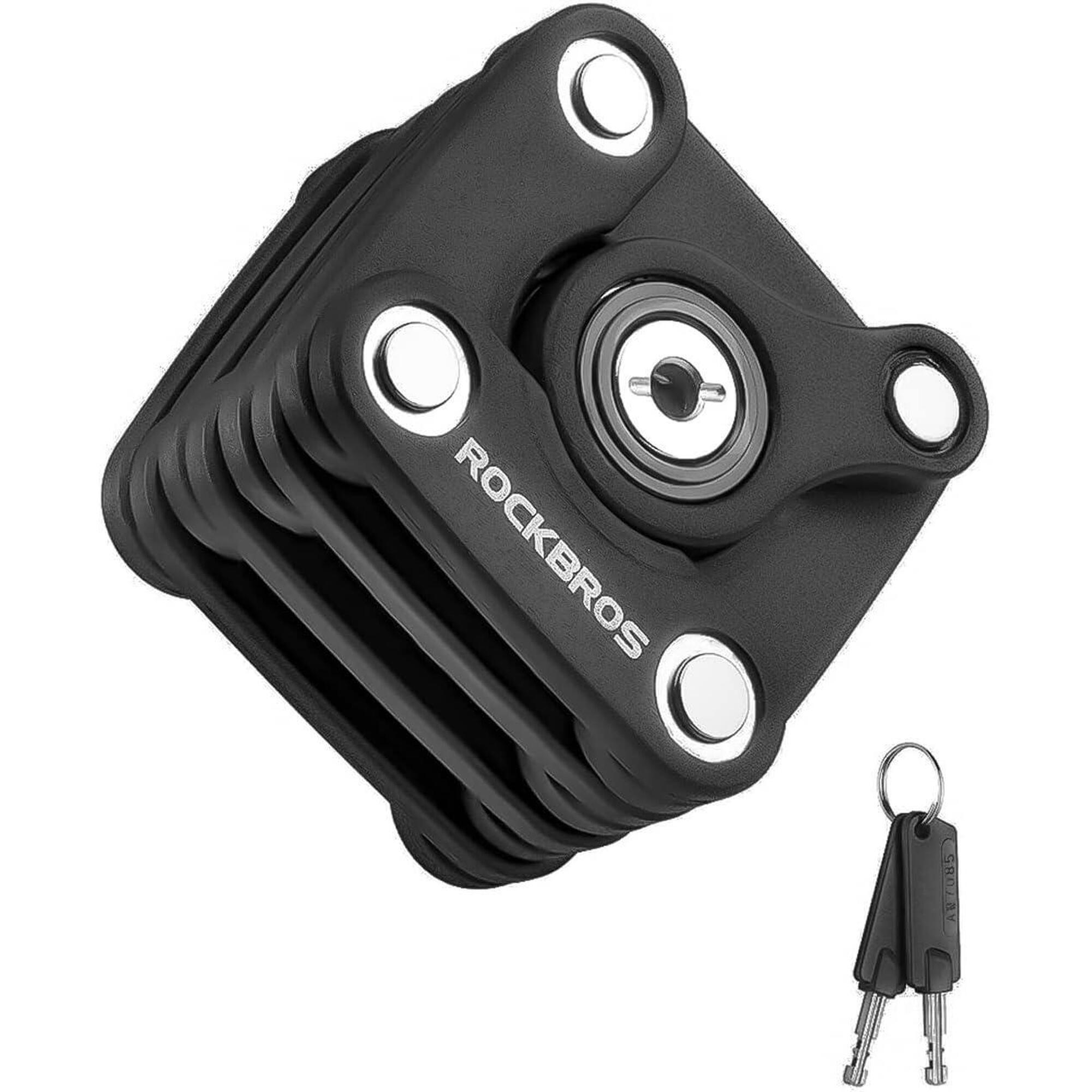 Rockbros - Rockbros Antivol Vélo Pliable En Acier Avec 2 Clés Et Support De Verrouillage - Verrou - Noir - 70 Cm - Decathlon