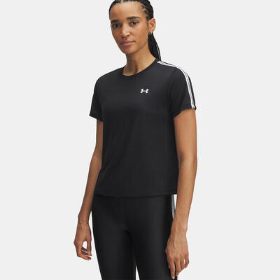 T‑shirt ua tech™ met logo‑band voor dames under armour zwart en wit
