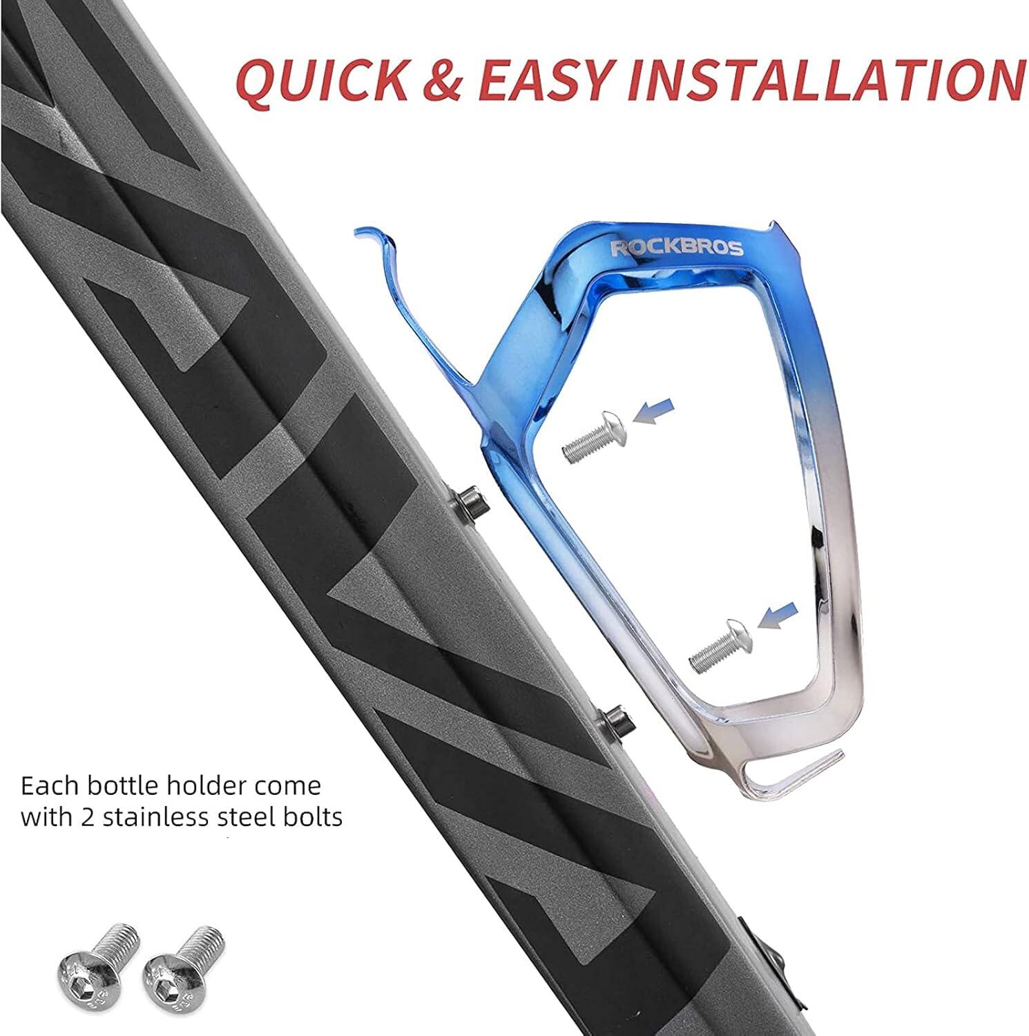 ROCKBROS Porte-Bidon Vélo Léger 30g, Universel pour VTT, 147x70x82mm, avec Vis 4/7
