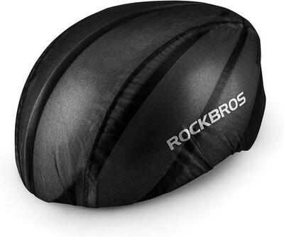 Rockbros waterdichte fietshelmhoes. regenhoes zwart groen voor dames heren