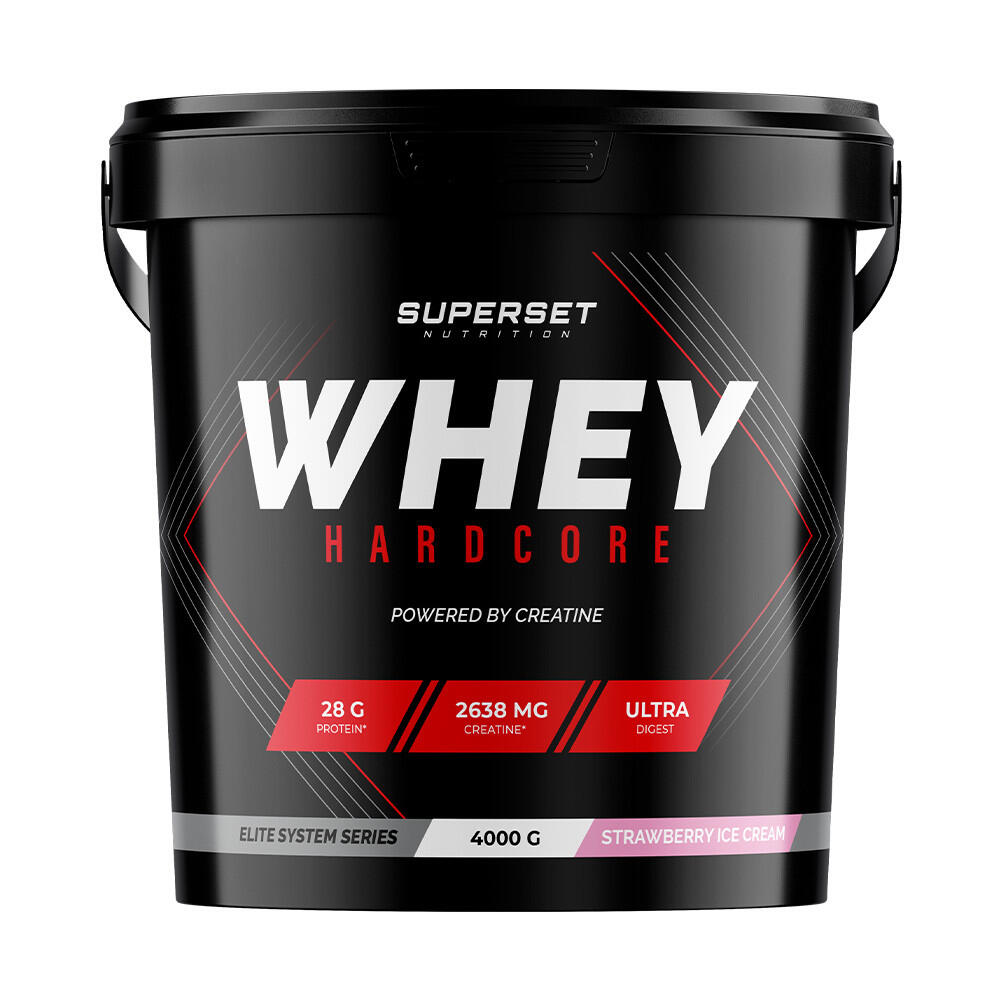 SUPERSET NUTRITION Wei-eiwit - Wei Hardcore (4kg) - Aardbeienijs